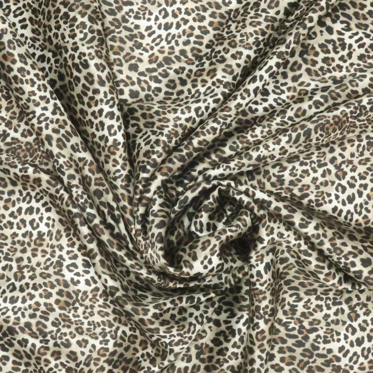 Cheetah Brown Stretch Printed Satin Silk Fabric