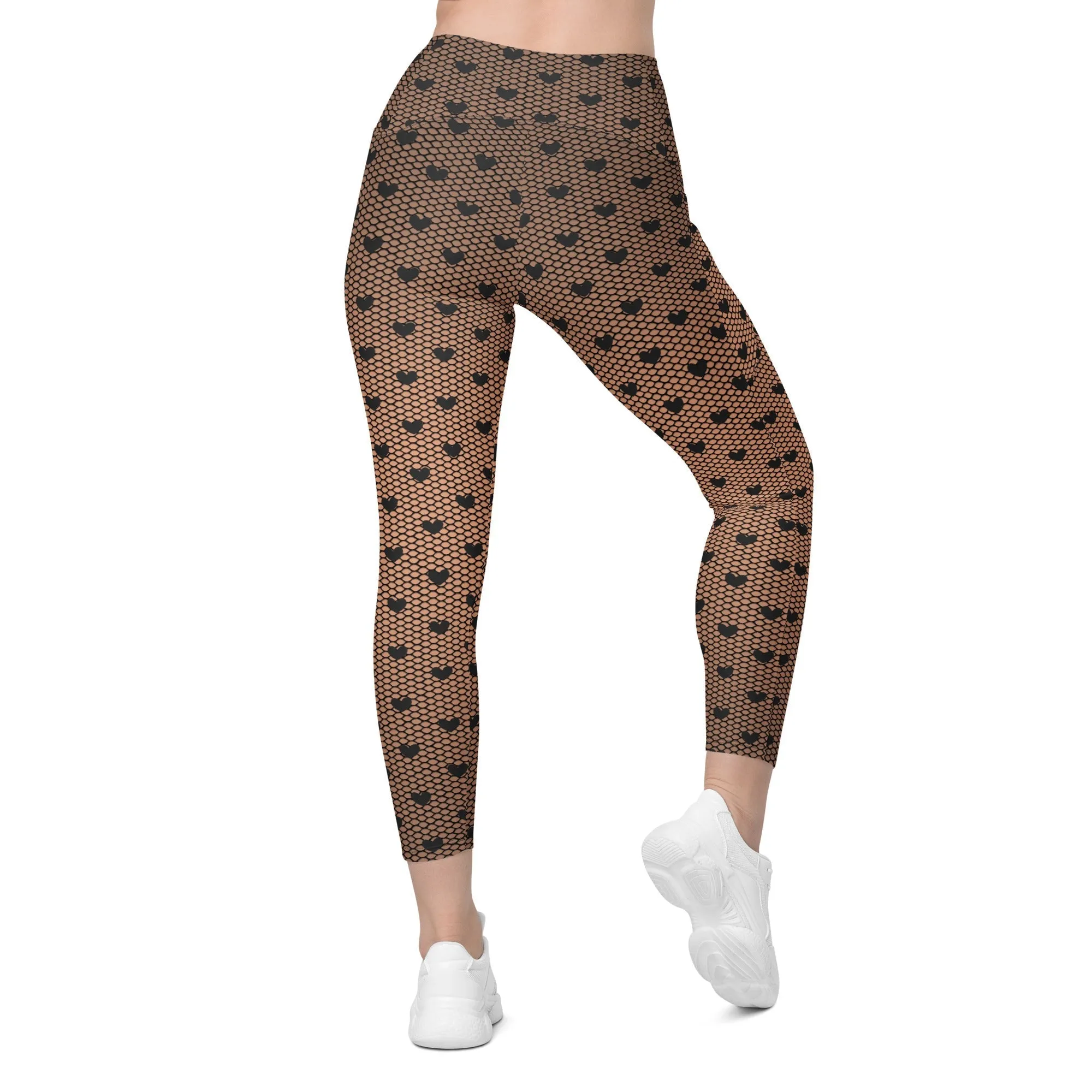 Fishnet Tights Print Leggings With Pockets